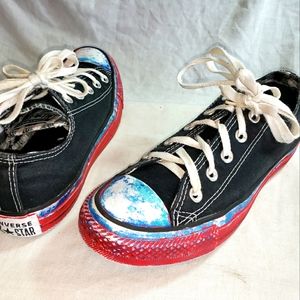 Converse All Stars Painted Womens Shoes Sz 6.5 Black